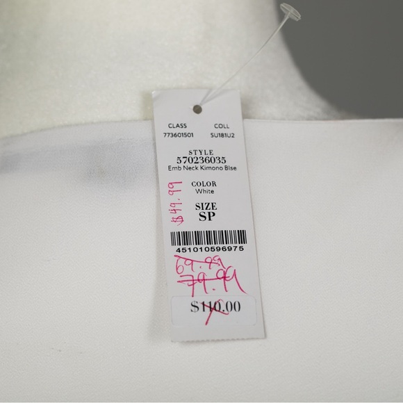 SOLD - White House Black Market Beaded Embellished Trim Kimono Blouse, Small - Picture 6 of 7